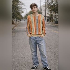 Vintage 90's Norm Thompson 3D Tundra Art To Wear Cosby Style Sweater, Large